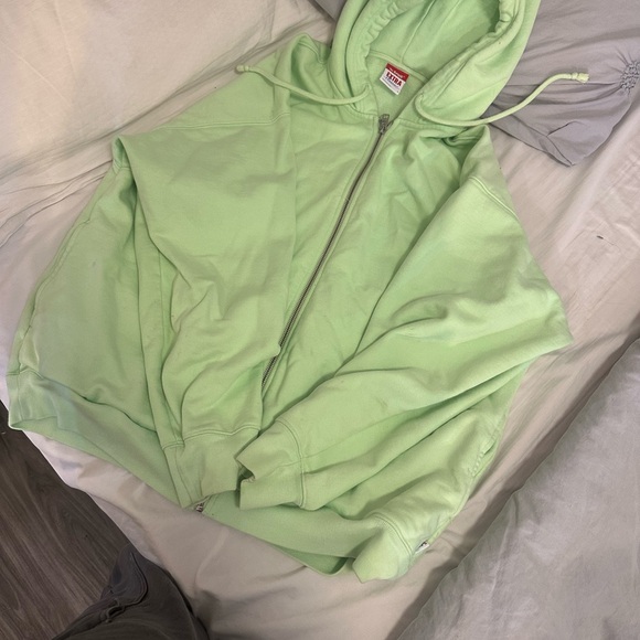 TNA Sweaters - TNA Light Green Extra Fleece Hoodie